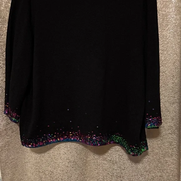 Vintage Michael Simon Sequin Art Women sweater set - Black and Multicolor - Picture 3 of 4